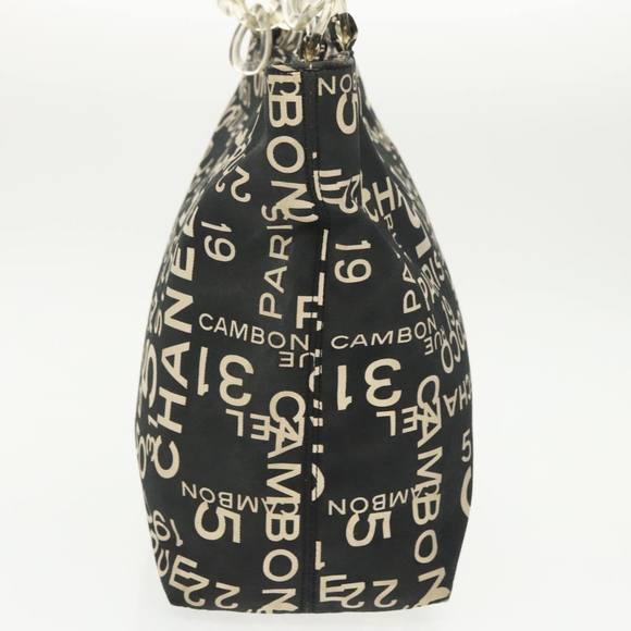 CHANEL Chain Bycy Tote Bag Canvas Plastic Black Clear Silver CC Auth am7247 - Picture 3 of 16